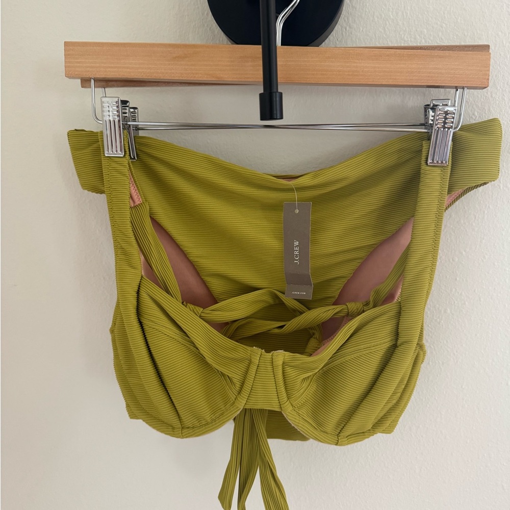 J. Crew ribbed cross-back underwire bikini set - 32D/Large - Charm green
